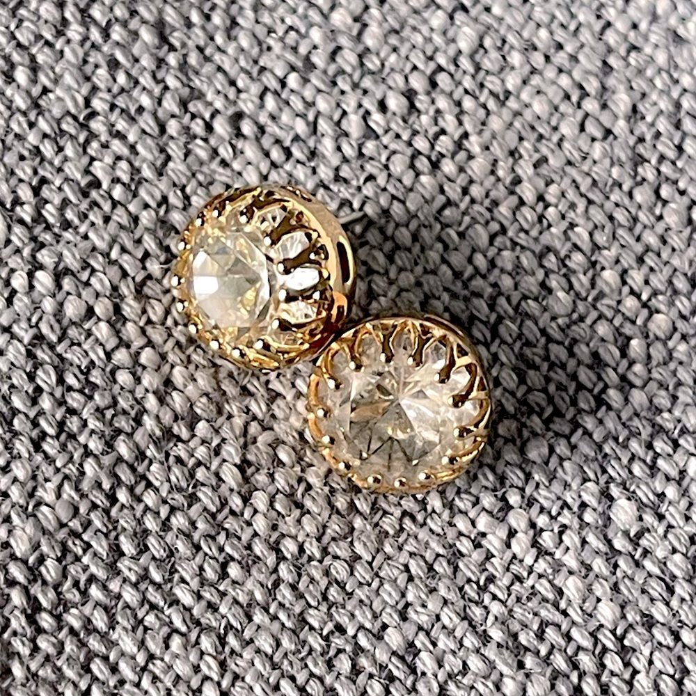 Stella & Dot Crystal & Gold Stud Earrings